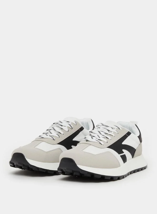Styli Styli Panelled Lace Up Platform Sole Sneakers