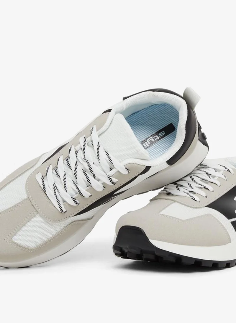 Styli  Panelled Lace Up Platform Sole Sneakers for Men | Best Price UAE