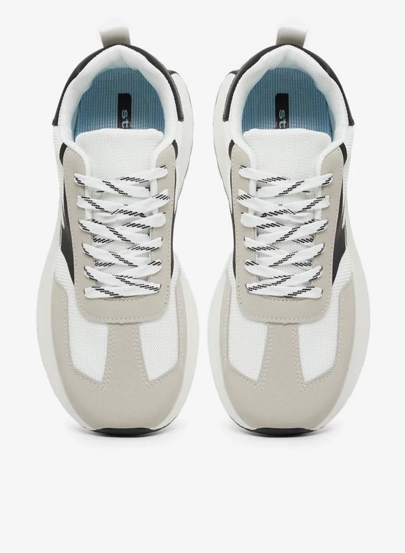 Styli  Panelled Lace Up Platform Sole Sneakers for Men | Best Price UAE