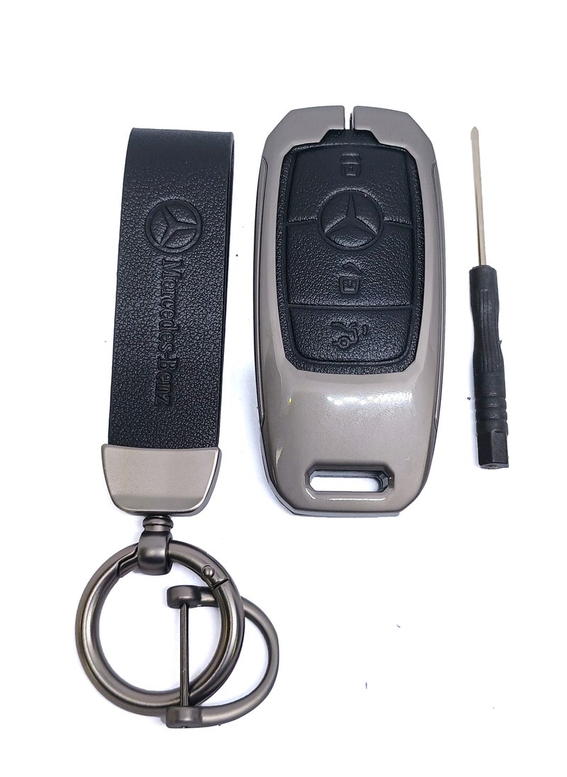 3 / 4 Buttons Car Key Remote Cover With Keychain High Quality Leather Material For Mercedes Benz A/C/E/S/G Class GLC CLE CLA GLB GLS