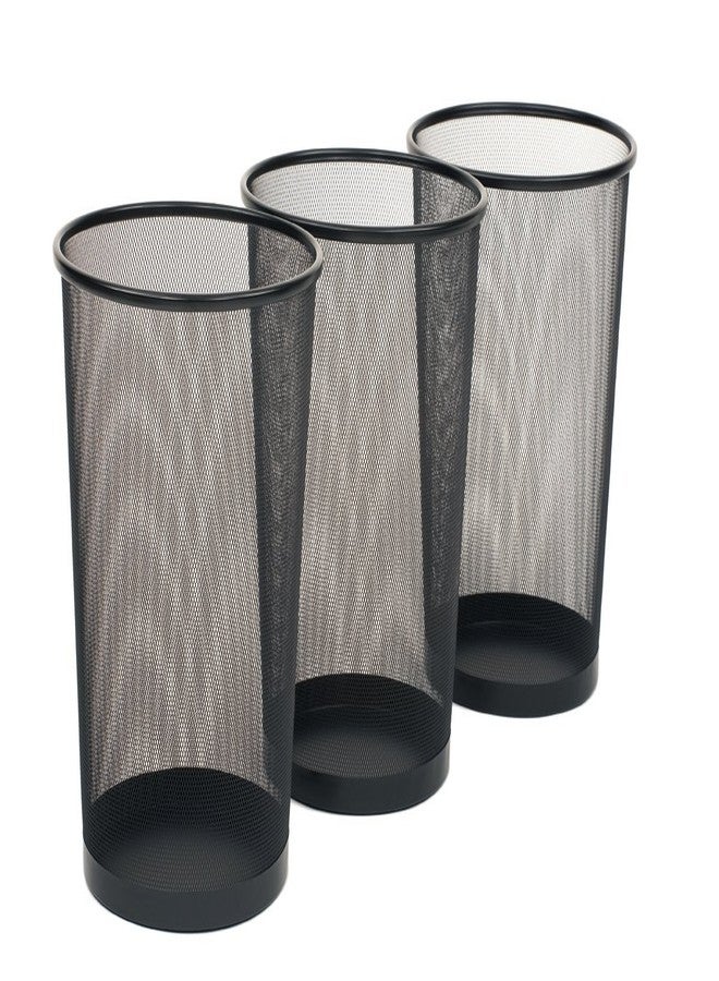 VeleSolv Recycling Dust Bins Round Shape Metal Mesh Wastebasket for Home/Office/College (Set of 3, Black) - Image 1