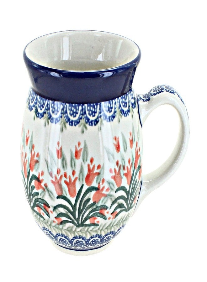 Blue Rose Pottery Blue Rose Polish Pottery - Orange Spring Tulip Bubble Mug - 16 oz - Unique Shape Mug for Coffee & Tea - Image 1