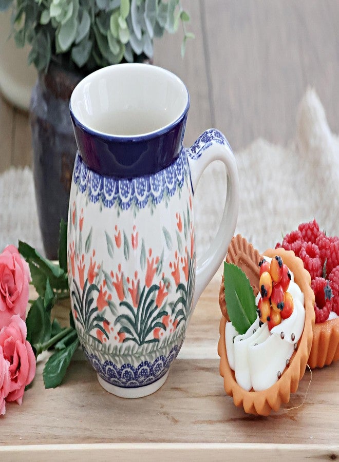 Blue Rose Pottery Blue Rose Polish Pottery - Orange Spring Tulip Bubble Mug - 16 oz - Unique Shape Mug for Coffee & Tea - Image 2