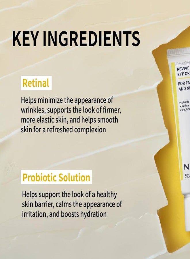 NIDA كريم نيدا ريفيف للعينين للوجه والرقبة | حل بروبيوتيك، ريتينال، ببتيد | التجاعيد، الخطوط الدقيقة، تجديد الخلايا، نسيج جلد مشدود، بشرة متألقة، احتباس الرطوبة | 1.35 أونصة سائلة، 40 مل - Image 4