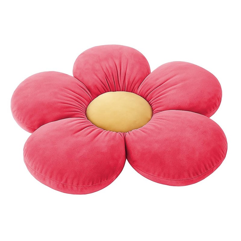 Peach Cuddle Flower Shaped Floor Cushion for Kids Room, Living Room, Luxury Kids Furnishing, Throw Pillow, Decorative Cushion, Nursery Décor, Velvet Cushion (16x16 inch, Pack of 1, Pink) - Image 1
