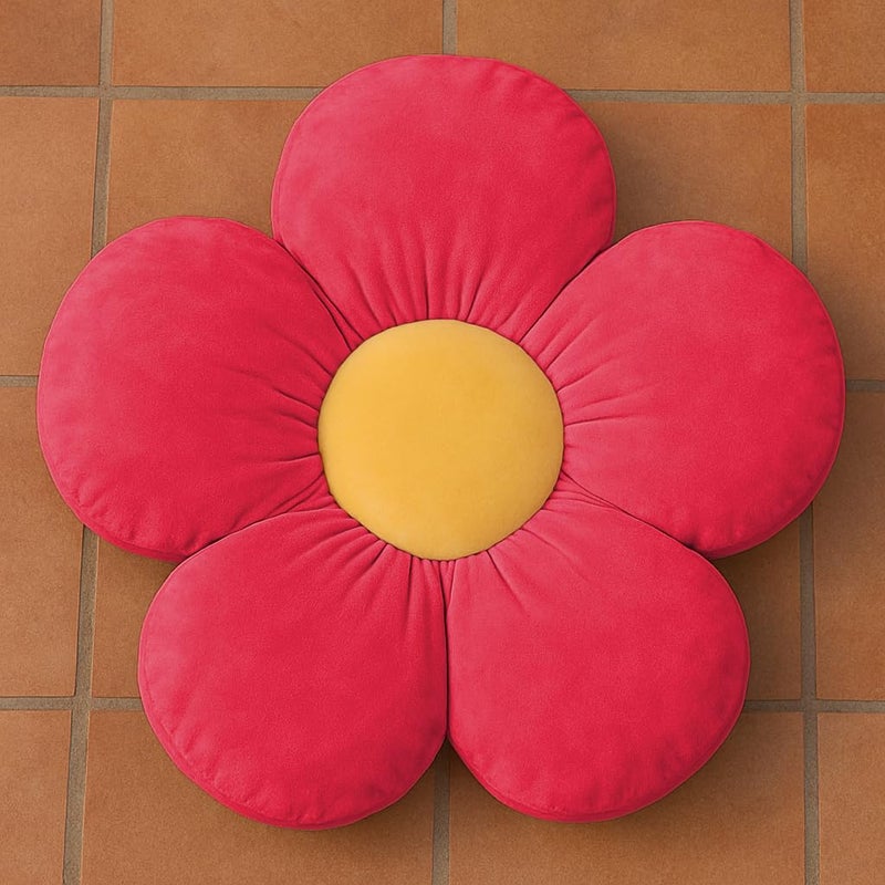 Peach Cuddle Flower Shaped Floor Cushion for Kids Room, Living Room, Luxury Kids Furnishing, Throw Pillow, Decorative Cushion, Nursery Décor, Velvet Cushion (16x16 inch, Pack of 1, Pink) - Image 5