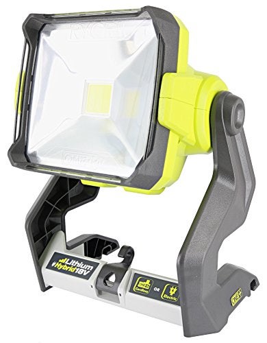 Ryobi رايوبي P721 ون 1800 لومن 18 فولت هجين AC و بطارية ليثيوم أيون مصباح عمل LED قائم مسطح مع خيارات تركيب مدمجة البطارية وسلك التمديد غير مشمول فقط الضوء