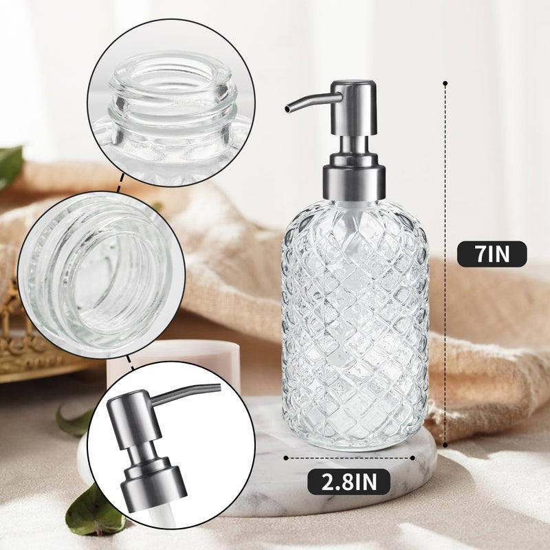 KAI SHUN 14 Oz Refillable Glass Soap Dispenser with Rust Proof Stainless Steel Pump, for Dispense Hand soap, Body wash, Lotion - Image 2