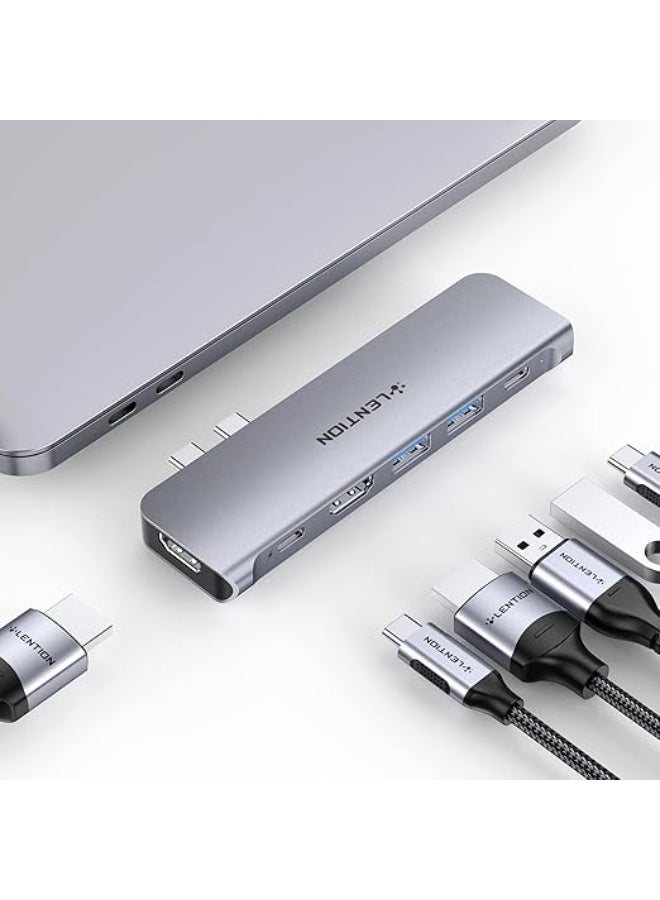 LENTION USB C Hub with Dual 4K HDMI, 2 USB 3.0, USB C Data Port and 60W Charging Compatible 2016-2025 MacBook Pro with Thunderbolt 3 Port & New Mac Air, Stable Driver Adapter (CB-CS67, Space Gray - Image 1
