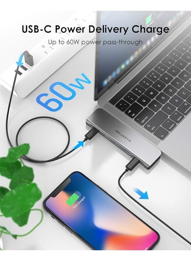 LENTION USB C Hub with Dual 4K HDMI, 2 USB 3.0, USB C Data Port and 60W Charging Compatible 2016-2025 MacBook Pro with Thunderbolt 3 Port & New Mac Air, Stable Driver Adapter (CB-CS67, Space Gray - Image 4