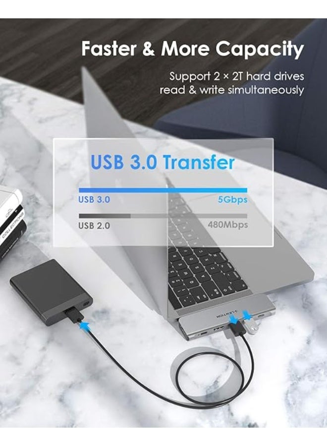 LENTION USB C Hub with Dual 4K HDMI, 2 USB 3.0, USB C Data Port and 60W Charging Compatible 2016-2025 MacBook Pro with Thunderbolt 3 Port & New Mac Air, Stable Driver Adapter (CB-CS67, Space Gray - Image 3