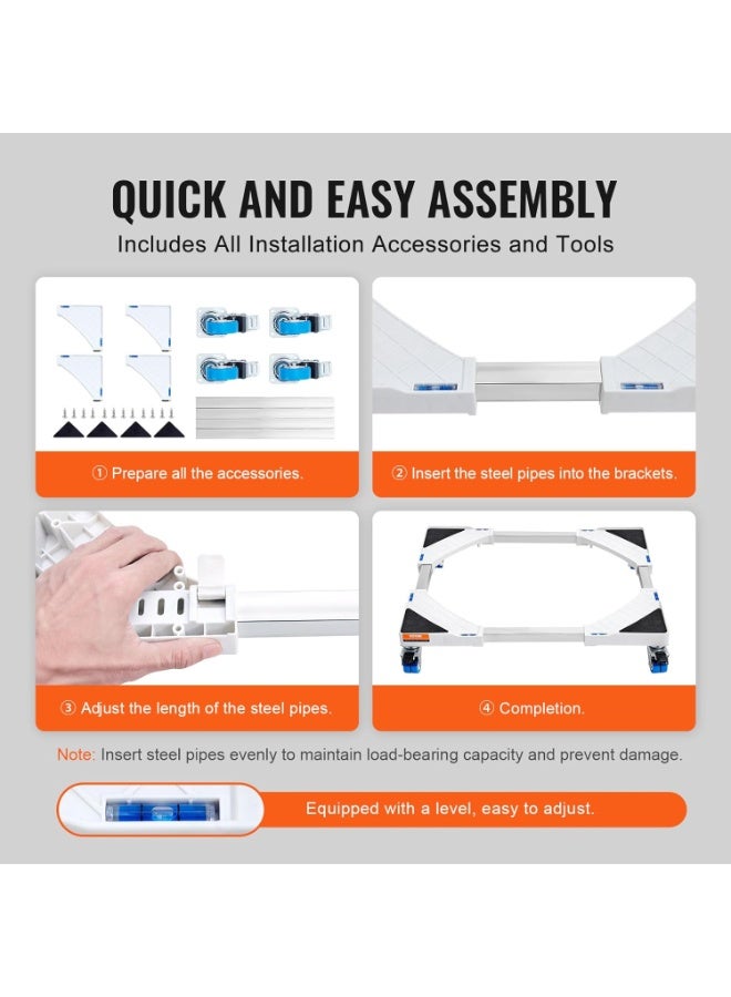 قاعدة نقل الأجهزة المنزلية بعجلات قابلة للقفل – قاعدة متنقلة قابلة للتعديل والتوسيع للثلاجات الصغيرة، الغسالات، المجففات، والثلاجات – مناسبة لعرض 15 إلى 24.2 بوصة - Image 4