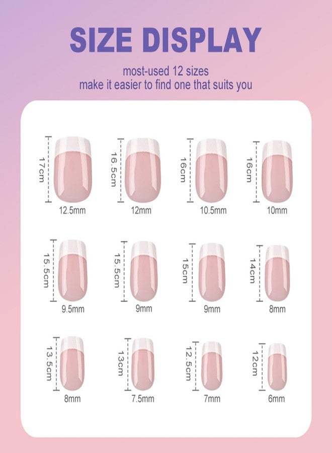 ROKHEVN 216Pcs Short Press on Nails Square Fake Nails White French Tip False Nails Kit Square Soft Gel Nail Tips Nude Acrylic Nails Art for Women Manicure 9 Colors - Image 4
