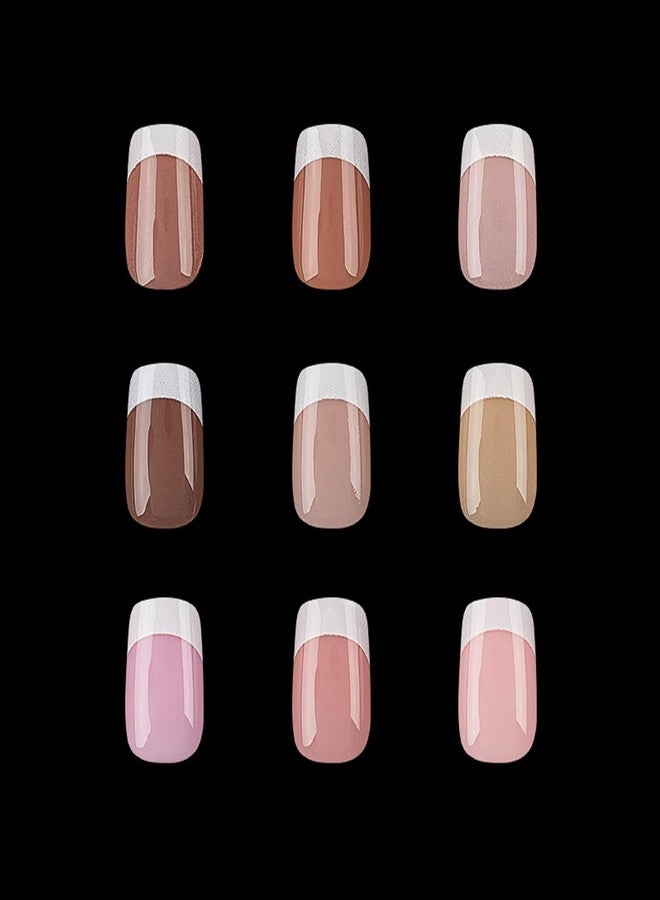 ROKHEVN 216Pcs Short Press on Nails Square Fake Nails White French Tip False Nails Kit Square Soft Gel Nail Tips Nude Acrylic Nails Art for Women Manicure 9 Colors - Image 3