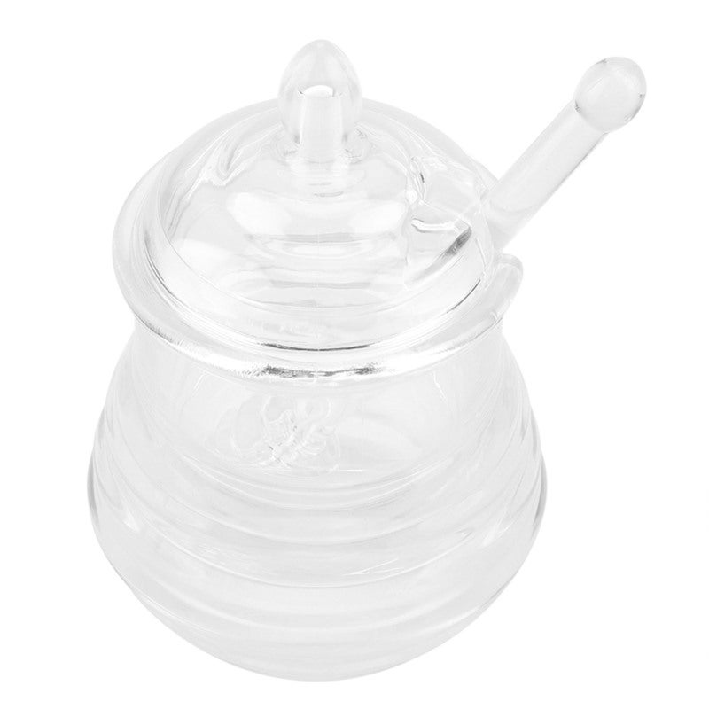 245ml Transparent Beehiveshaped Honey Jar with Dripper Stick for Storing and Dispensing Honey - Image 4