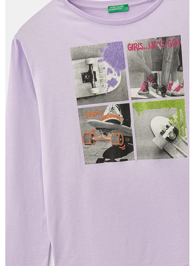 Benetton Long Sleeve Printed T-shirt  - Image 4