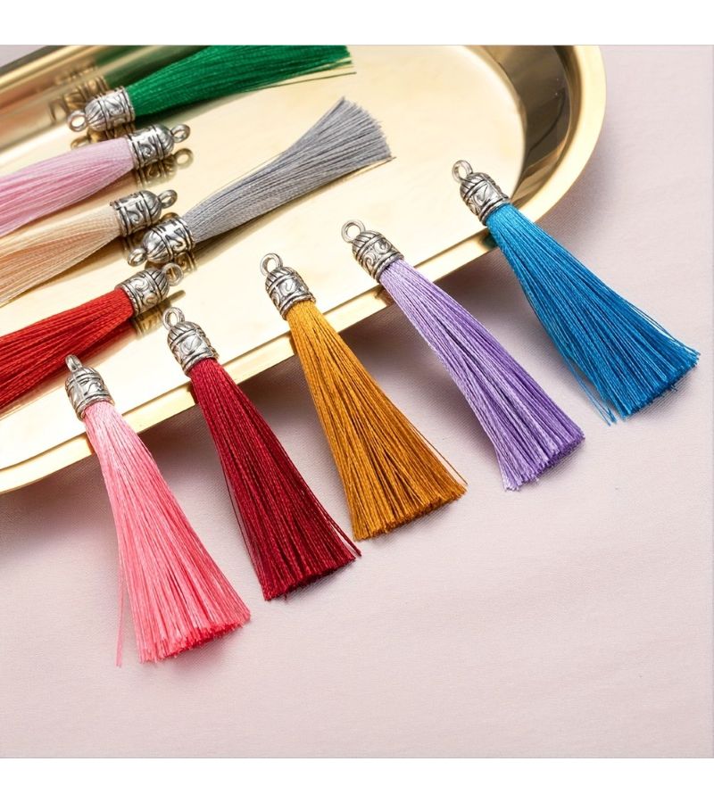 Black 8Pcs Tassels Handmade Decorations With Beads For Wedding Bookmarks And Hair - Image 5