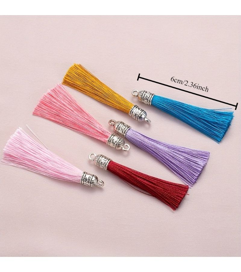 Black 8Pcs Tassels Handmade Decorations With Beads For Wedding Bookmarks And Hair - Image 4