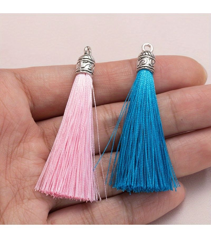Black 8Pcs Tassels Handmade Decorations With Beads For Wedding Bookmarks And Hair - Image 2