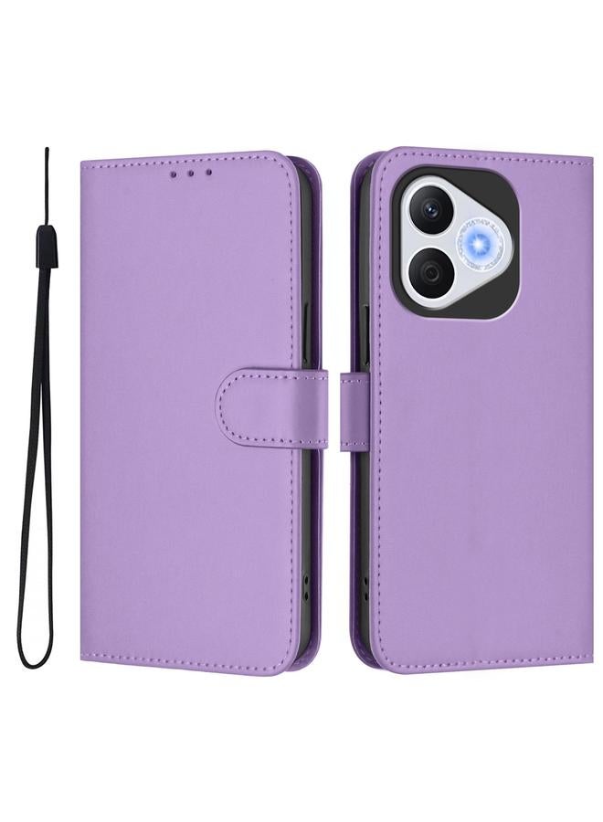 The Bros Phone Case For Honor 400 Lite Skin Feel Solid Color Leather Phone Phone Case with Lanyard - Image 2