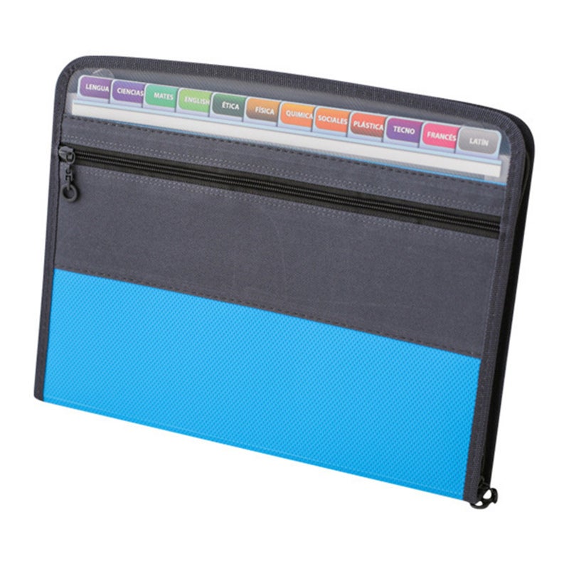 Expanding File Folder: Colorful Hard Plastic With Waterproof Reinforced Fabric Sides - Zipper Design Portable Accordion File Organizer for Home Office, Student Organization And Document Storage - Image 1