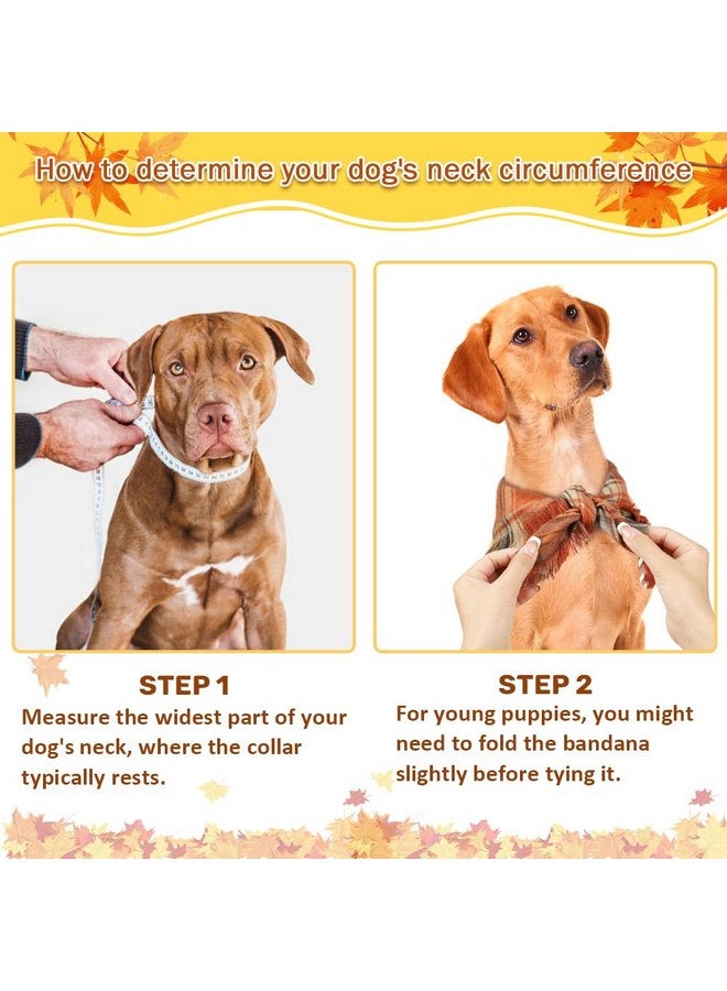 Vivifying Christmas Dog Bandana, 2 Pack Thanksgiving Fall Classic Plaid Dog Scarf with Tassels Edges, Funny Dog Apparel & Accessories Costume for Photo Prop, and Party Decor (X-Large, Yellow&Orange) - Image 4