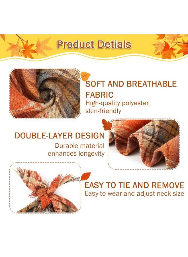 Vivifying Christmas Dog Bandana, 2 Pack Thanksgiving Fall Classic Plaid Dog Scarf with Tassels Edges, Funny Dog Apparel & Accessories Costume for Photo Prop, and Party Decor (X-Large, Yellow&Orange) - Image 2