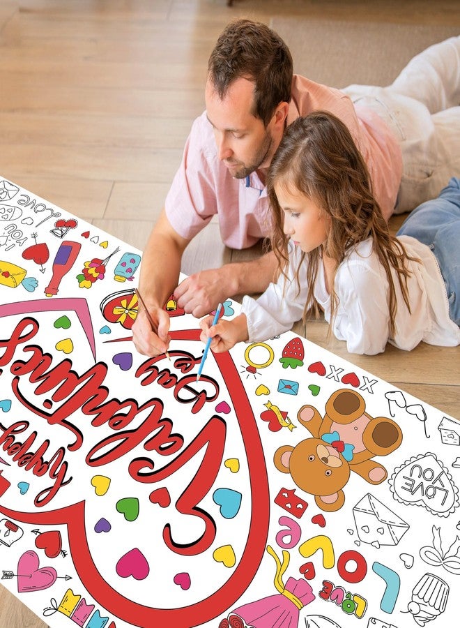 CUUSNNY Valentines Day Large Coloring Tablecloth, Valentine's Day Giant Coloring Poster for Activity and Home Party Decor, 30x72 Inch - Image 3