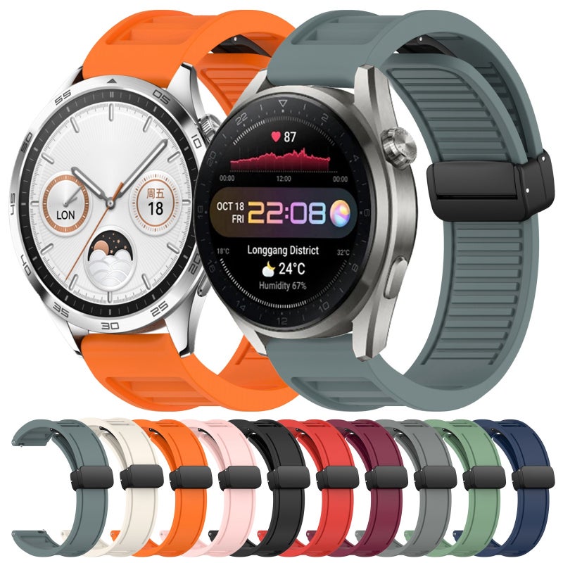 erorex For Huawei Gt2 46Mm 22Mm Foldable Magnetic Buckle Silicone Watch Band(Black) - Image 3