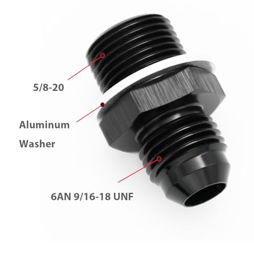 KRD PERFORMANCE Aluminum 6AN Male Flare to 5820 Male Carb Carburetor Fuel Inlet Fitting Adapter Black - Image 3