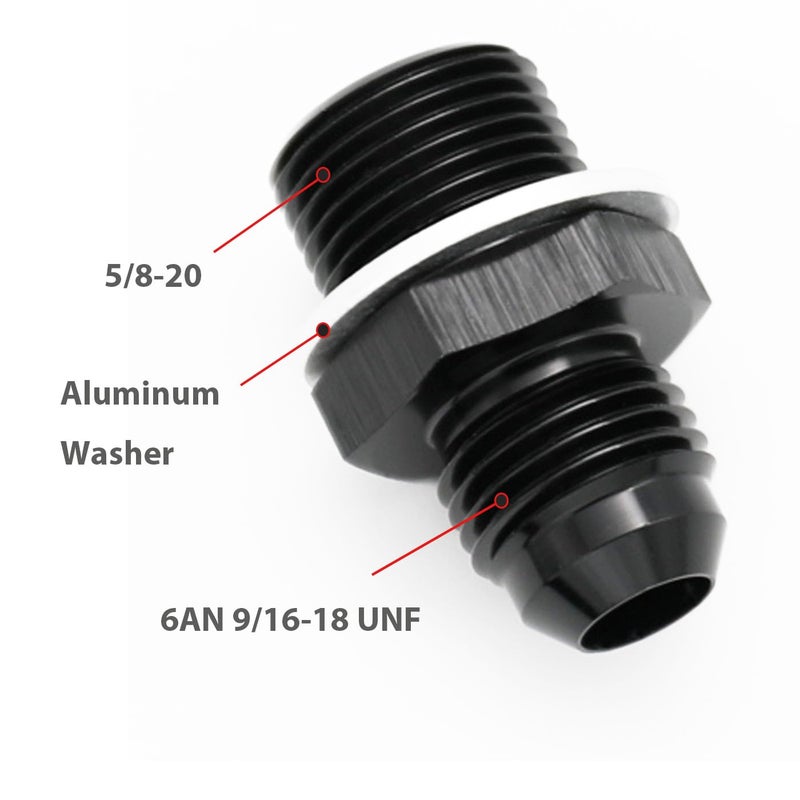 KRD PERFORMANCE Aluminum 6AN Male Flare to 5820 Male Carb Carburetor Fuel Inlet Fitting Adapter Black - Image 4