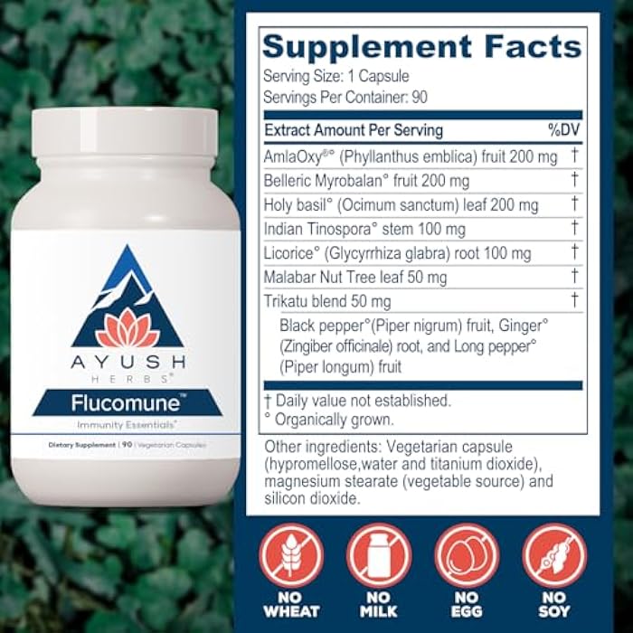 Ayush Herbs Flucomune, Immune Support Supplement, 90 Servings | Sinus Support for Women & Men, Herbal Lung & Respiratory Balance for Adults - Image 3