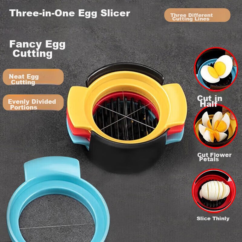 BJ Egg Cutter Three-In Multifunctional Egg Slicer, Peeling Tool, Separator, And Egg Cutting Device - Image 1
