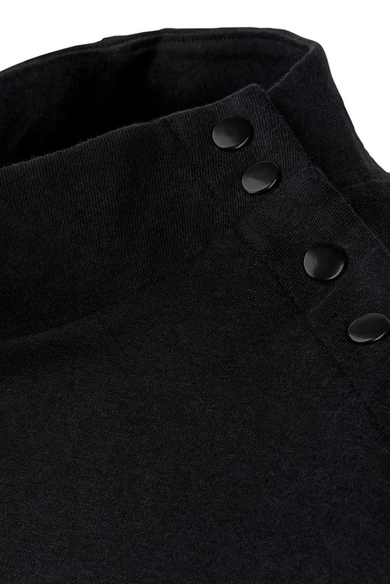 Tchibo Women Mock Neck Bat Sleeves Plain Tops, Black - Image 3