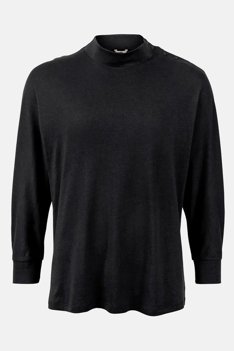 Tchibo Women Mock Neck Bat Sleeves Plain Tops, Black - Image 2
