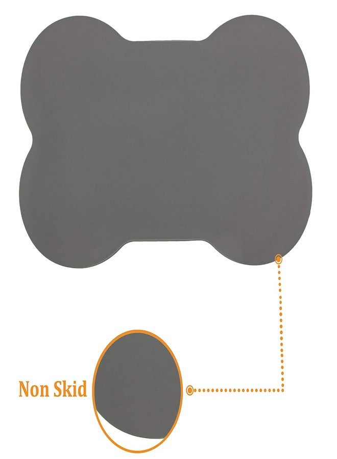AniMax Silicone Waterproof Dog Cat Pet Feeding Food Mat with Raised Edge | Non Slip, Easy Clean Pet Dog Cat Bowl Mats Placemat Multicolor (Speacially for Dog) - Grey - Image 4