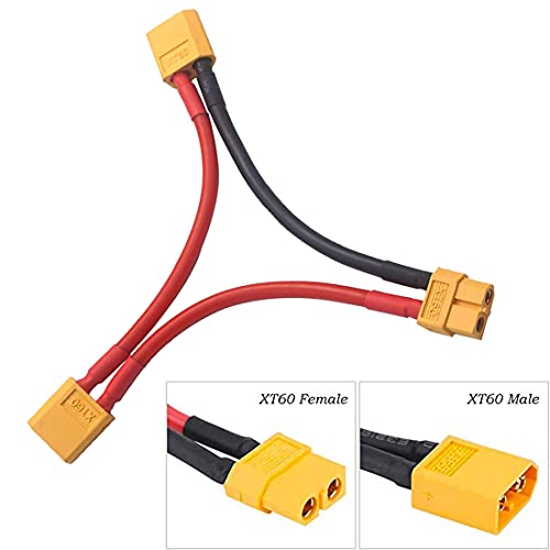 FLY RC 2Packs XT60 Serial Series Battery Connector 12AWG Soft Silicone Wire Cable Adapter for RC Lipo Battery Helicopter Quadcopter - Image 2