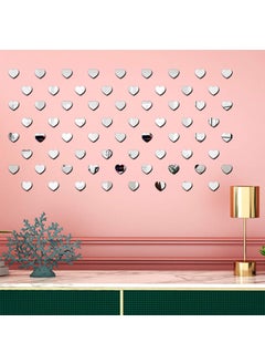 Bikri Kendra Bikri Kendra Hearts Silver 50 Decorative Mirror Stickers for Wall Wall Mirror Stickers 3D Acrylic Stickers Wall Stickers for Hall Room Bed Room Kitchen Living Room Kids Room  - Image 4
