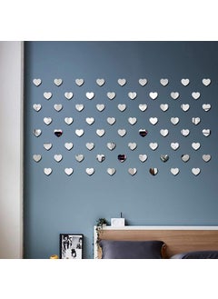 Bikri Kendra Bikri Kendra Hearts Silver 50 Decorative Mirror Stickers for Wall Wall Mirror Stickers 3D Acrylic Stickers Wall Stickers for Hall Room Bed Room Kitchen Living Room Kids Room  - Image 3