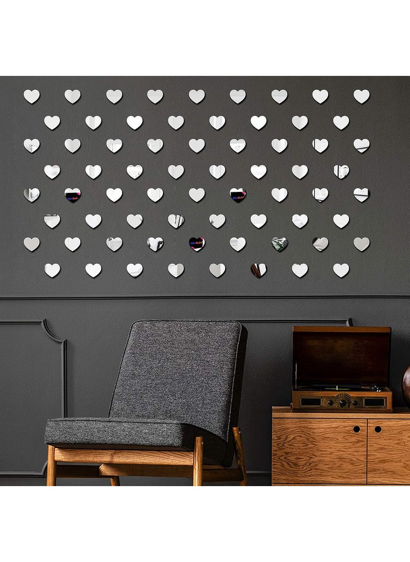 Bikri Kendra Bikri Kendra Hearts Silver 50 Decorative Mirror Stickers for Wall Wall Mirror Stickers 3D Acrylic Stickers Wall Stickers for Hall Room Bed Room Kitchen Living Room Kids Room  - Image 5