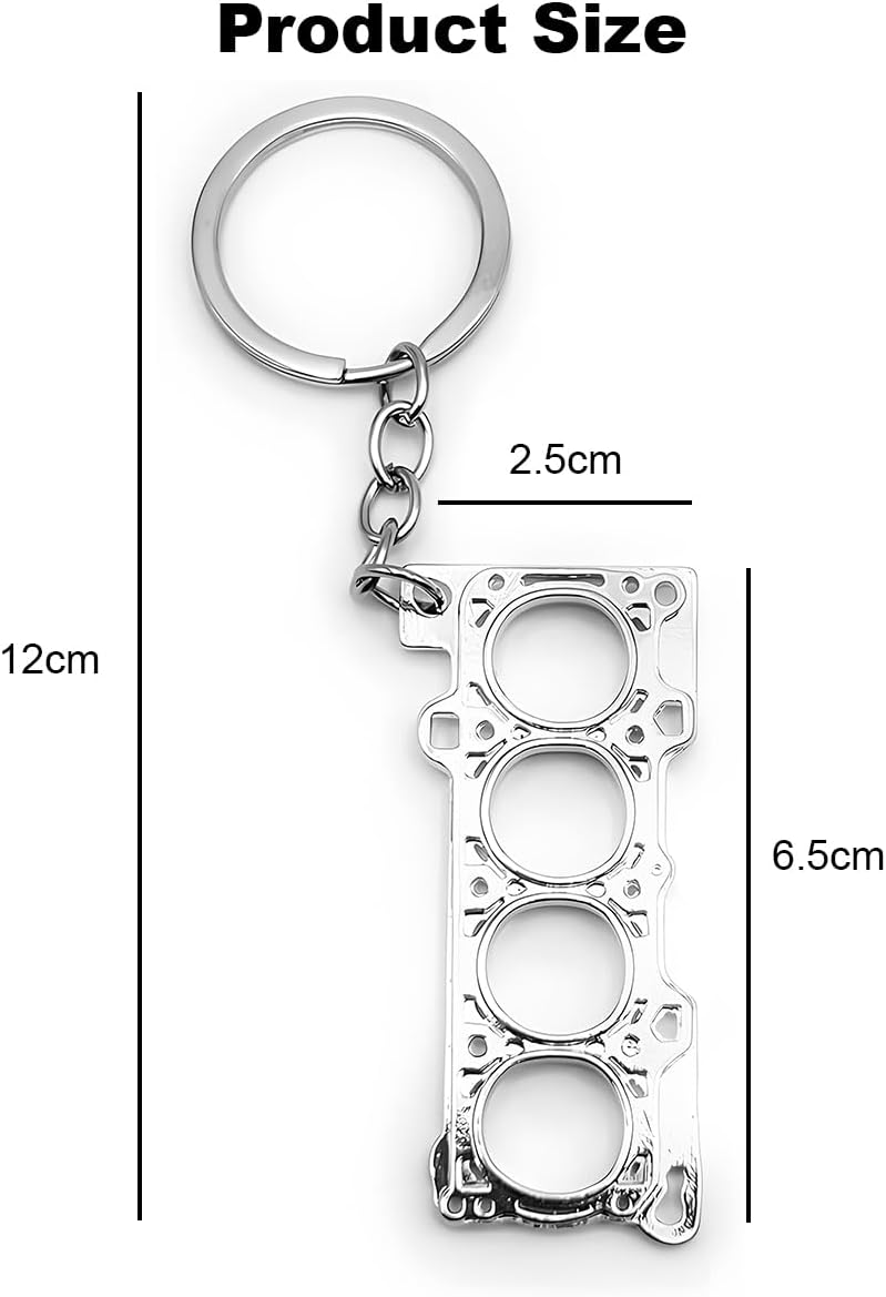 JNNJ Engine Gasket Keychain Pendant - Zinc Alloy Car Keychain for Men and Women - Image 3