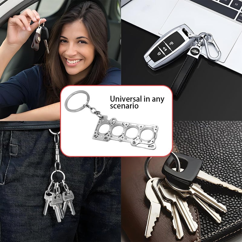 JNNJ Engine Gasket Keychain Pendant - Zinc Alloy Car Keychain for Men and Women - Image 4