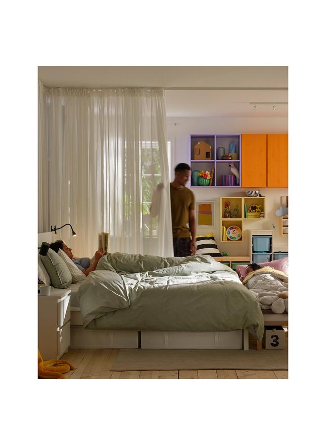 erorex Sheer curtain, 1 piece, white/with heading tape, 300x300 cm - Image 3