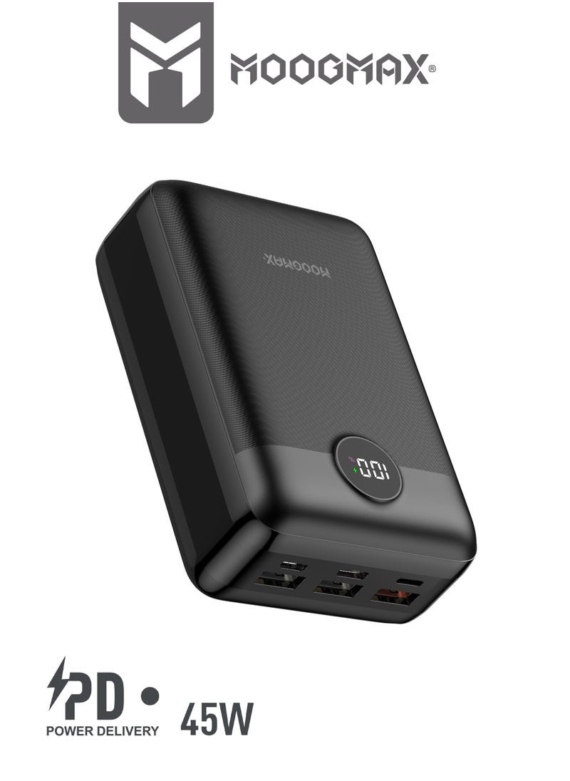 Power bank 30000mAh, 45W with six outlets, supports fast charging and a digital display screen, compatible with all devices and can charge a laptop with, in black from Moogmax - pzsku/Z10C1BB0C392EB78C31F0Z/45/_/1704550714/cf458d7c-584b-409f-bc90-174e2112a94e