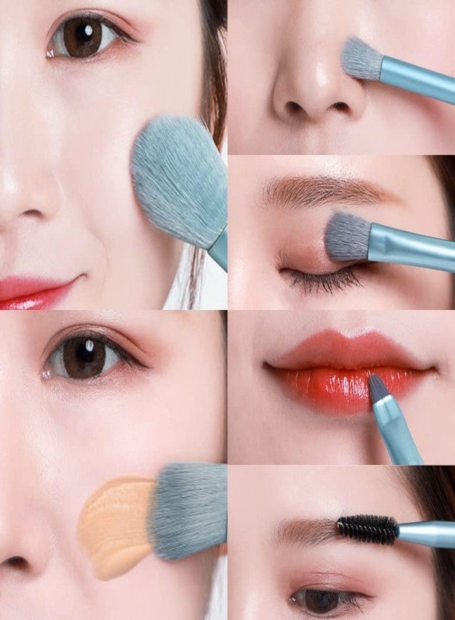 NETZILLA 8 Pcs Brush Set With Pouch, Makeup Brushes Premium Synthetic Kabuki Foundation, Concealers, Eye Shadows Professional Blush, Face Powder, Highlighter, Contour, Blending Eyeliner - Image 5