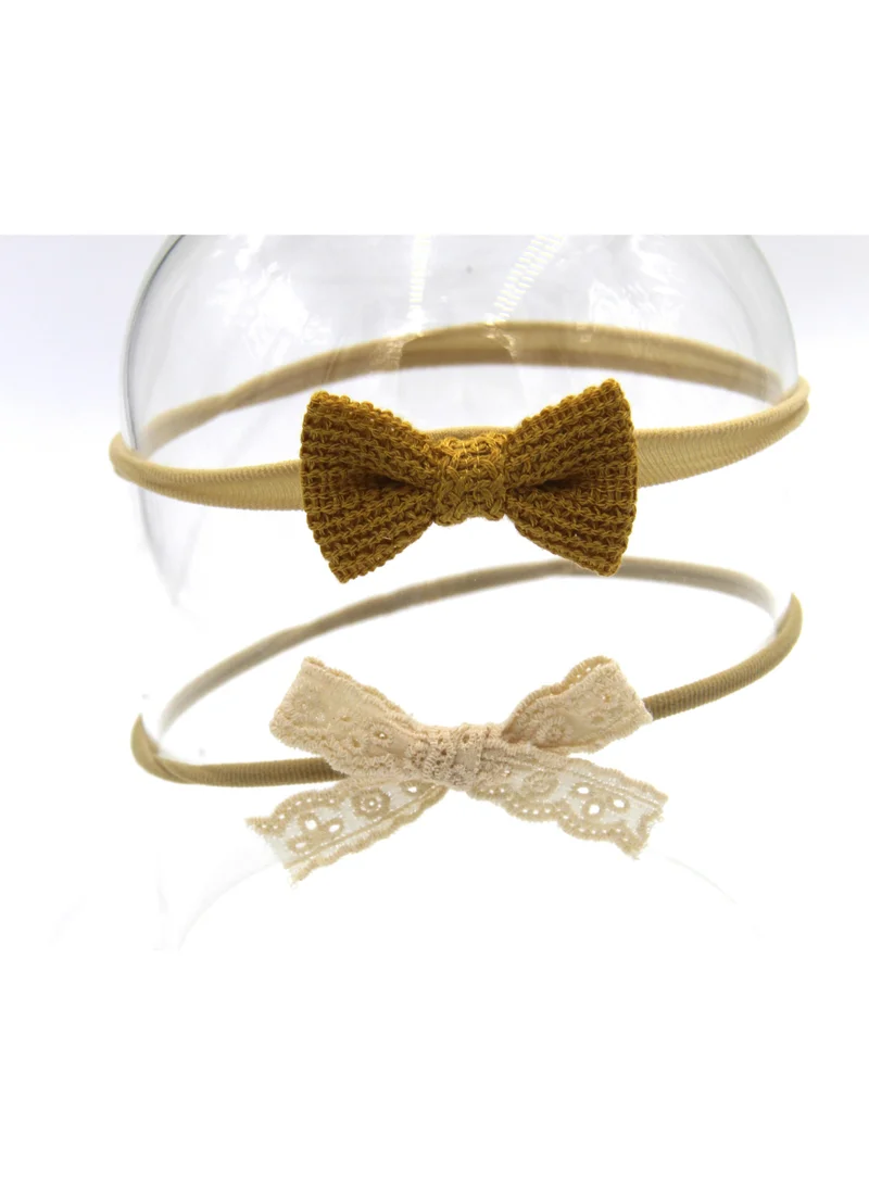 D'Daniela Ria Ribbon Bow Clip Set with Ponytail For Babies and Girls - Yellow