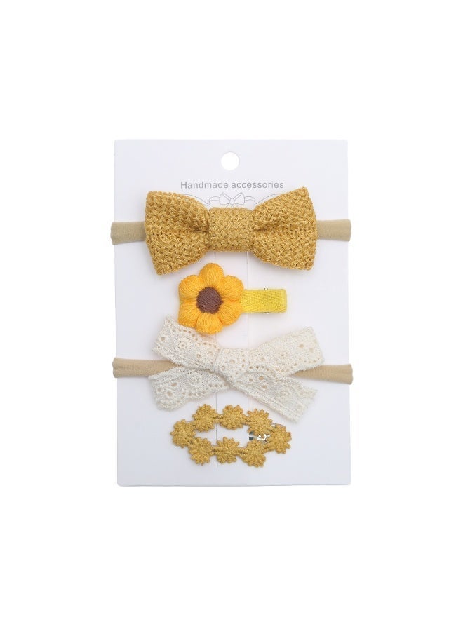 دىدانيالا مجموعة مشابك شعر فيونكة بريبون من ريا مع ربطة شعر للبنات والأطفال - أصفر - Image 2