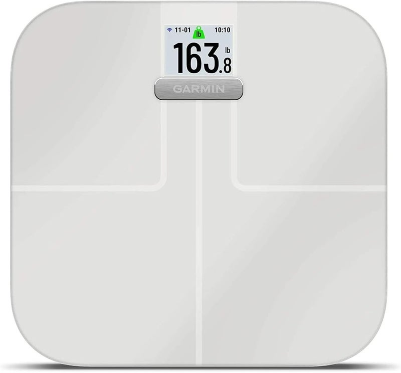 جارمين ميزان Garmin Index S2 الذكي - أبيض، ميزان دقيق عالي الجودة لقياس مؤشر كتلة الجسم، ميزان رقمي بشاشة LED لتتبع اللياقة البدنية واتصال لاسلكي، يقيس الدهون في الجسم والعضلات وكتلة العظام - Image 1