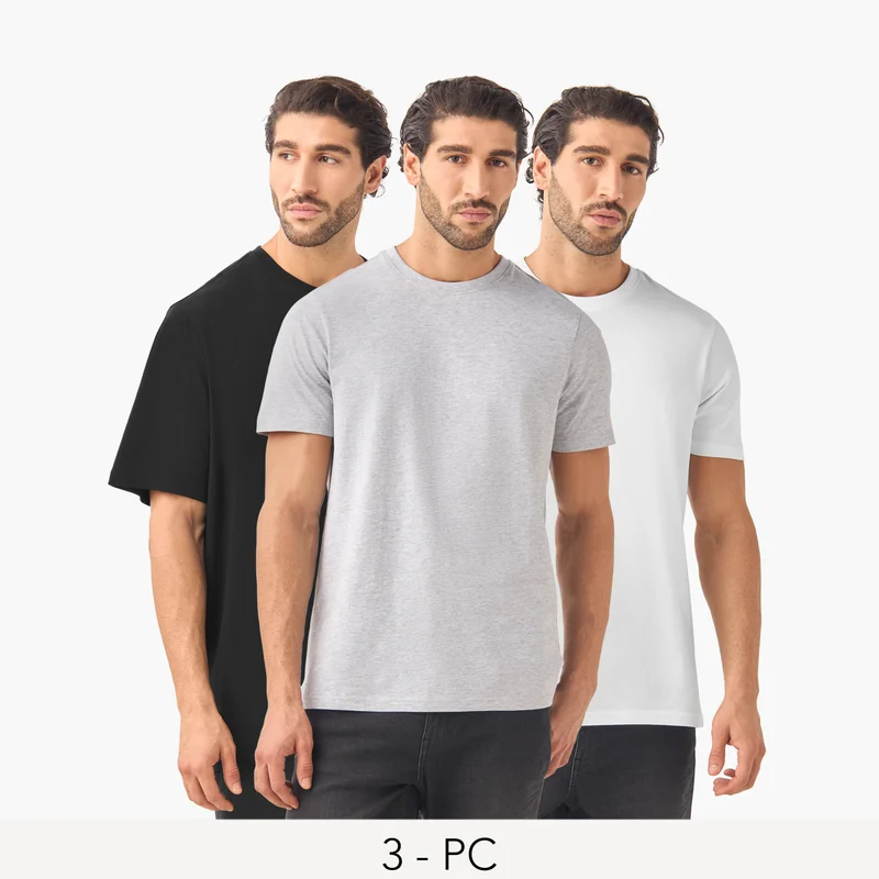 سبلاش فيڤ Set of 3 -  Crew Neck T-shirt with Short Sleeves