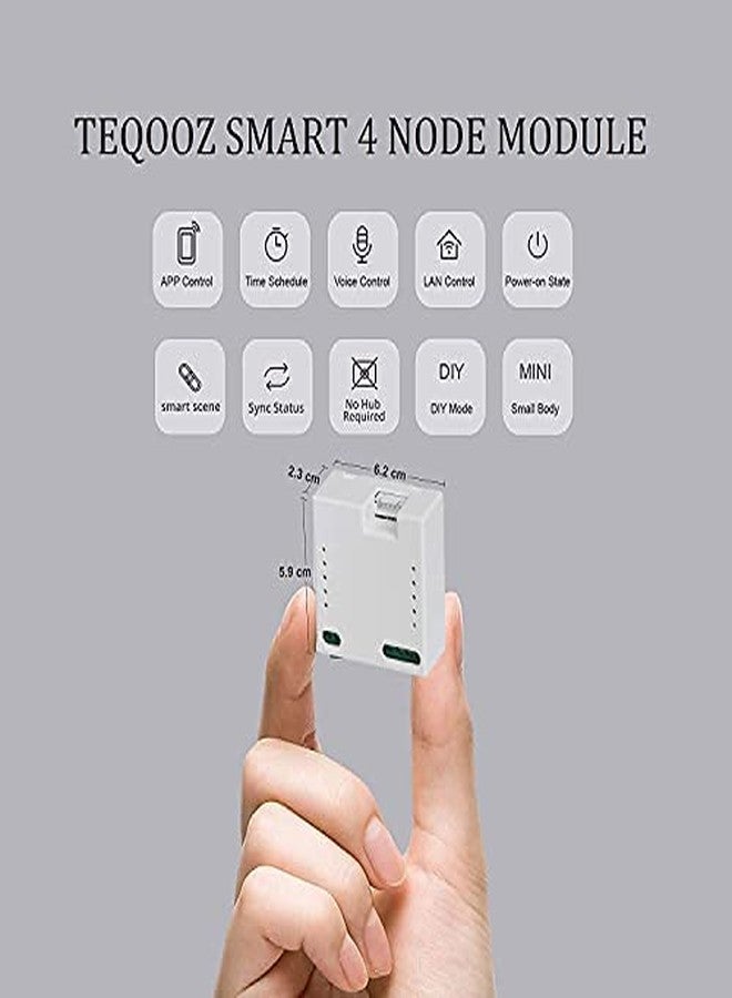 مفتاح ذكي TEQOOZ® WiFi رباعي العقد (10 أمبير لكل عقدة) | تركيب داخلي (داخل الجدار) | يناسب أي لوحة مفاتيح | تحكم يدوي وتحكم عبر تطبيق Smart Life | متوافق مع Alexa وGoogle وSiri - Image 5
